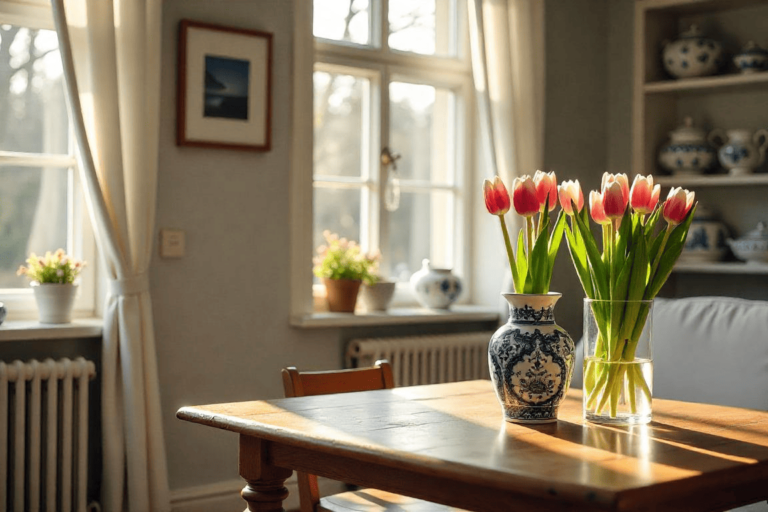 Tulpen in een typisch Nederlandse woonkamer