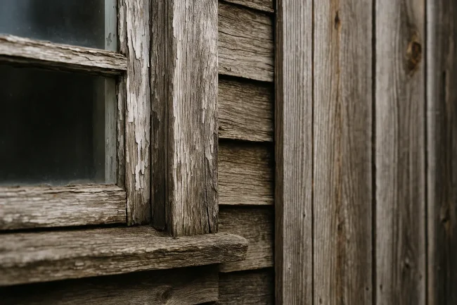 Buitenonderhoud als onderdeel van een groter renovatieplan Buitenonderhoud renovatieplan: verweerd houten raamwerk met houtrot