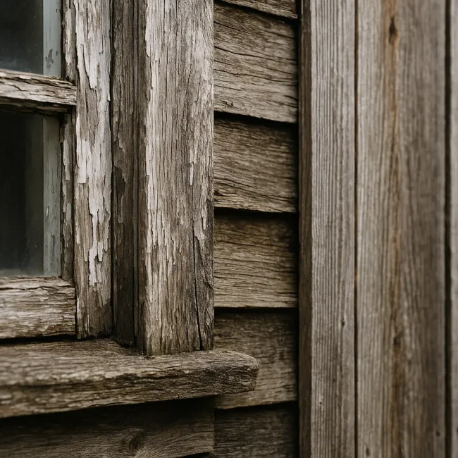 Buitenonderhoud als onderdeel van een groter renovatieplan Buitenonderhoud renovatieplan: verweerd houten raamwerk met houtrot